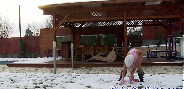  Snowball fighting lesbians fingering pussies
